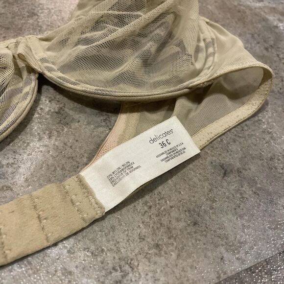 delicates size 36c y2k beige mesh overlay zebra print bra - Picture 4 of 7